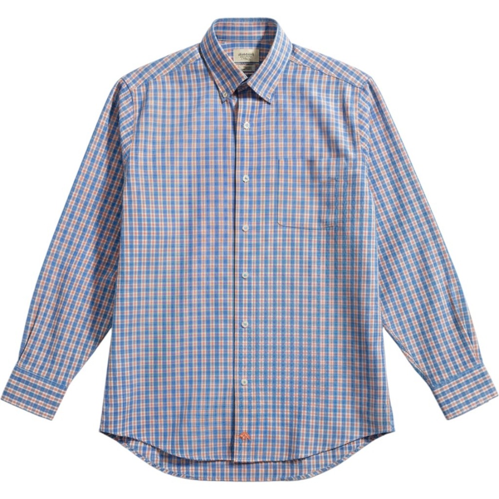 Onward Reserve Button Down Shirt Mens Small‎ Blue Orange Plaid Tailored Non-Iron